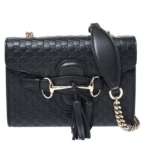 gucci mini emily black|Gucci leather shoulder bag.